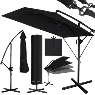 Kesser Ampelschirm Holly rechteckig Ø 350 cm ohne LED Schwarz