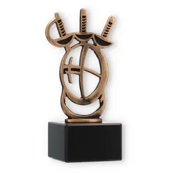 Pokal Konturfigur Fechten altgold auf schwarzem Marmorsockel 16,6cm