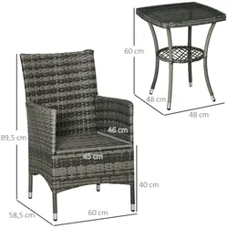 Outsunny - Garten-Bistroset - B60 x T58,5 x H89,5 cm - dunkelgrau