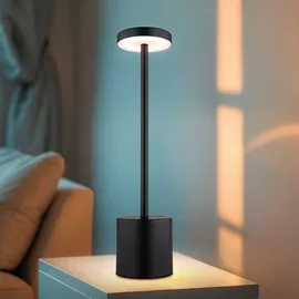 GLOBO Tischlampe Wohnzimmerleuchte Leselampe Schreibtischlampe Tischleuchte Beistelllampe, Metall Kunststoff schwarz, Touchdimmer cct, LED