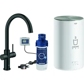 Grohe Red Duo Armatur und Boiler Größe M velvet black