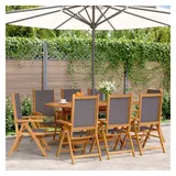 vidaXL Gartenstuhl Verstellbar 8 Stk. Anthrazit Stoff und Massivholz