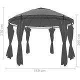 vidaXL Gartenpavillion Ø 3,5 m anthrazit