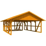 SKANHOLZ Doppel-Carport 6,84 x 7,72 m Dachschalung eiche hell inkl. Abstellraum