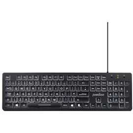 Perixx Periboard-317, DE Kabelgebunden Tastatur mit weißer LED Hintergrundbeleuchtung, Große Druckbuchstaben, Vollformat, Deutsches QWERTZ Layout