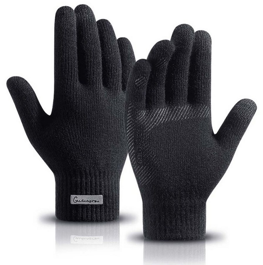 FIDDY Trikot-Handschuhe Strickhandschuhe für Wärme und rutschfeste Funktion Kann direkt über ein Smartphone gesteuert werden, modisch schwarz XL