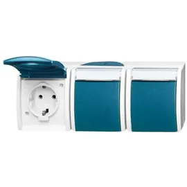 Busch-Jaeger Schuko-Steckdose 3-fach Grau/Blaugrün