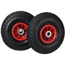 Relaxdays 2er Set Sackkarrenrad 3.00-4, luftbereift, bis 80 kg, Kunststofffelge, 260x85 mm, schwarz-rot