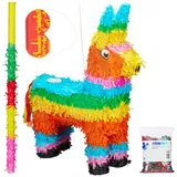 relaxdays Pinata 4-tlg. Pinata Set Lama gelb|grün|orange