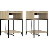 vidaXL Nachttisch 2 pcs Sonoma Eiche 40 x 40 x 61 cm Holzwerkstoff