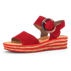 Keilsandalette GABOR, Damen, Gr. 35, rot, Ziegenveloursleder, klassisch, Schuhe, Sommerschuh, Sandale, Keilabsatz, mit trendigem Keilabsatz