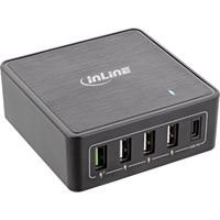 InLine Power Delivery + Quick Charge 3.0 USB Ladegerät 4x USB-A + USB Typ-C 60W schwarz (31515I)