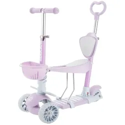 Makani Kinderroller, Dreirad, Laufrad, BonBon 4 in 1, mit Schiebestange, Korb lila