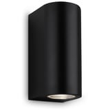 Briloner Leuchten - LED Außenlampe IP44, LED Wandleuchte Außen, 2x GU10, 4000K Neutralweiß, Schwarz, 155x70x90mm (LxBxH)