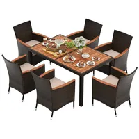 KOMFOTTEU Balkonset Polyrattan, (Set, 7-tlg), platzsparendes Gartenlounge braun