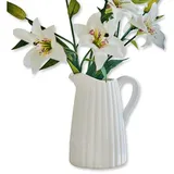 Loberon Krug Belair, zeitlos eleganter Klassiker, charmante Rillenoptik, Blumenvase, Aufbewahrung für Küchenutensilien, Tischdekoration, Steingut, weiß