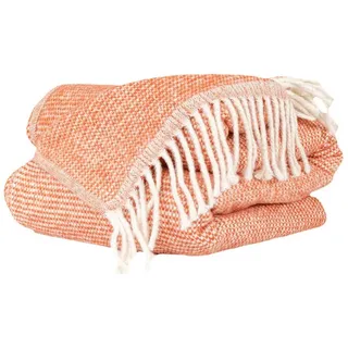 ANRO Tagesdecke Kuscheldecke Sofaüberwurf Couch Decke Sofadecke Wohnzimmerdecke Bettüberwurf mit Fransen Emma 150x200cm Orange