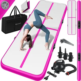 Kesser KESSER® Turnmatte Aufblasbar Airtrack 2m/3m/4m/5m/6m Fitness-Matte Gymnastikmatte inkl. Tragetasche | elektr. Luftpumpe Yogamatte, Tumbling Matten, Trainingsmatte, Turn- & Fitness
