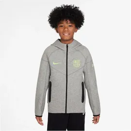 Nike FC Barcelona Sportswear Tech Fleece Kapuzenjacke Jungen 065 dk grey heather/black/barely volt S 128-137 cm