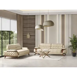 JVmoebel Couchgarnitur Textil 2-Sitzer Beige