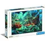 CLEMENTONI Pirates Battle 6000 Teile ab 14 Jahren, Erwachsenenpuzzle mit Wimmelbild, herausforderndes Geschicklichkeitsspiel für die ganze Familie