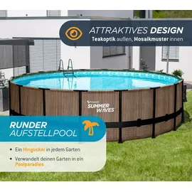 Summer Waves Elite Frame Pool 549 x 132 cm Teak-Optik braun