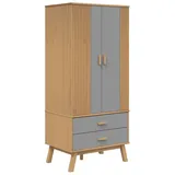 vidaXL Kleiderschrank OLDEN Grau Braun 76,5x53x172cm Massivholz Kiefer