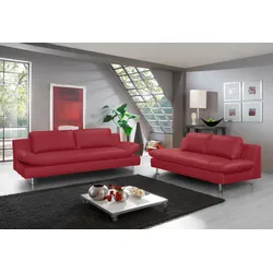 2-Sitzer PLACES OF STYLE "Redding" Sofas Gr. B/H/T: 191cm x 80cm x 90cm, NaturLEDER Madras, rot In Naturleder