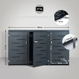CLP Tanis für 2-3 Mülltonnen bis 240 l 198 x 80 x 116 cm anthrazit