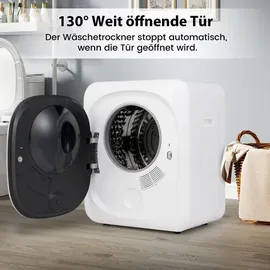 Costway Mini Wäschetrockner 800W, 5kg, Ablufttrockner bis zu 69°C, LED Touch-Screen, 4 Temperaturen & 6 Timer mit Desinfektion, Überhitzungsschutz - Weiß