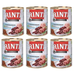 Rinti Kennerfleisch Geflügelelherzen Nassfutter 6x800g