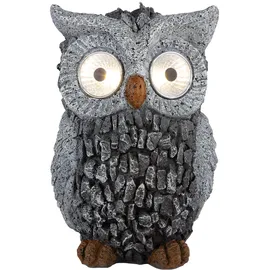 GLOBO LED Solarleuchte, Stein Design Eule grau H 19,5 cm