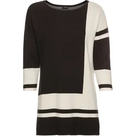 LAURA SCOTT Longpullover mit geometrischem Jacquardmuster Gr. 36, schwarz-gemustert, , 68165127-36