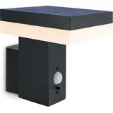 linovum ANBO Wandleuchte Aussen Solar mit Bewegungsmelder & Dämmerungssensor - Design Outdoor LED Solarlampe warmweißes Licht - Schwarz