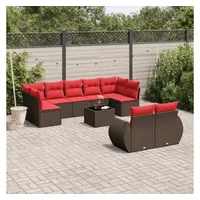 vidaXL Gartensofa-Set 10-tlg. braun Polyrattan