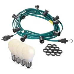 SATISFIRE Illu Party Garten Lichterkette für Außen 30m grün 50x E27 LED Tropfenlampen opal