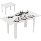 Esstisch ausziehbar 120-160 x 80 cm Küchentisch für 4-6 Personen, Hochglanzweiß