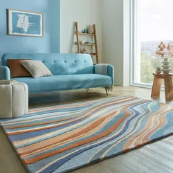 Wollteppich FLAIR RUGS "Abstract Flow", blau, B:120cm H:10mm L:170cm, Wolle, Teppiche, Abstract Swirl Teppich