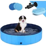 Famanu Hundepool, faltbare Hundepool, Kinderpool, Hundebadewanne für große Haustiere, PVC, rutschfest, inklusive Haustierbürste