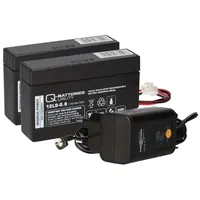 Q-Batteries Ladegerät mit 2x Blei-Akku 12V 0,8Ah 12LS-0.8 JST-Stecker