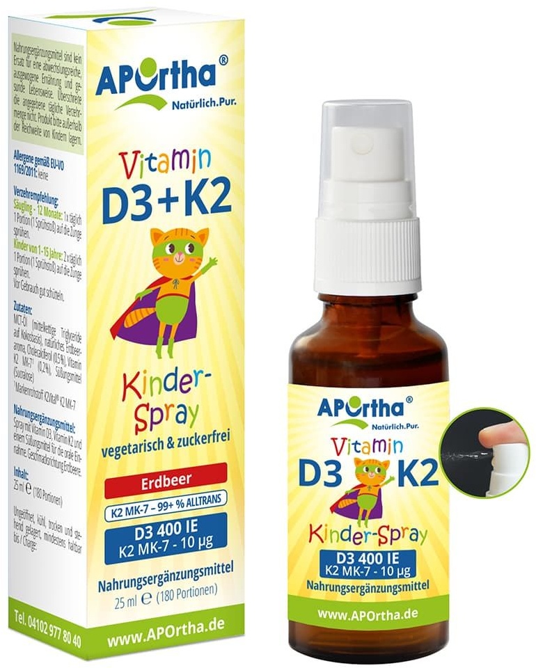APOrtha® Vitamin D3 + K2 - Kinder-Spray 25 ml Mundspray