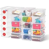 Iris Ohyama Vielseitige Aufbewahrungsboxen, 5L, 20er-Set, Transparent, Deckel leicht schließbar, Stapelbar, Für Schrank, Regale, Klassenzimmer,