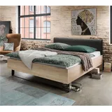 WIEMANN Bett Brüssel Metallfuß Polsterkopfteil Steineiche Dekor 160x220