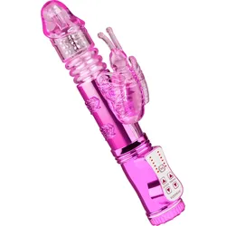 Stoßender Perlenvibrator, 24 cm, neon-pink