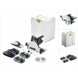 Festool TSC 55 KEB-Basic Akku Tauchsäge 18 V / 36 V ( 2x 18 V ) 160 mm Brushless + 2x Akku 4,0 Ah + Doppelladegerät + Systainer