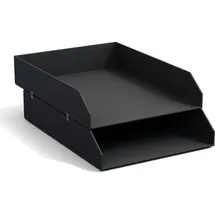 Bigso Box of Sweden BIGSO Hakan 2er-Set Briefablage A4 – Aufbewahrungsbox stapelbar mit Griff – Schreibtischablage für Briefe, Dokumente & Unterlagen – Ordnungssystem aus Faserplatte mit Papier – Dunkelgrau