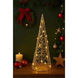 I.GE.A. LED-Dekofigur I.GE.A. "LED-Pyramide", gold, B:10cm H:30cm, Draht, Dekofiguren, Dekofigur Weihnachtspyramide Weihnachtsdeko Weihnachtsbaum Christbaum