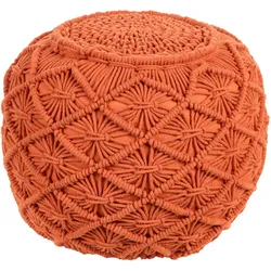 Pouf Makramee Baumwolle orange ⌀ 40 cm BERKANE