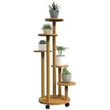 MC Star Hochbeet Bambus-Pflanzenregal, rundes Blumenregal (Blumentopfständer, 5 Ebenen, Naturholz) beige