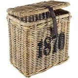 Kobolo Aufbewahrungskorb aus Rattan mit Deckel - 39x27x40 cm - grau - geflochtener Universalkorb für Wäsche, Spielzeug & Decken - dekorativer Wäschekorb im Landhaus- & Shabby-Chic-Stil